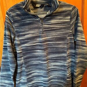 Lands' End Women's Blue and Gray Striped Pullover Size Medium